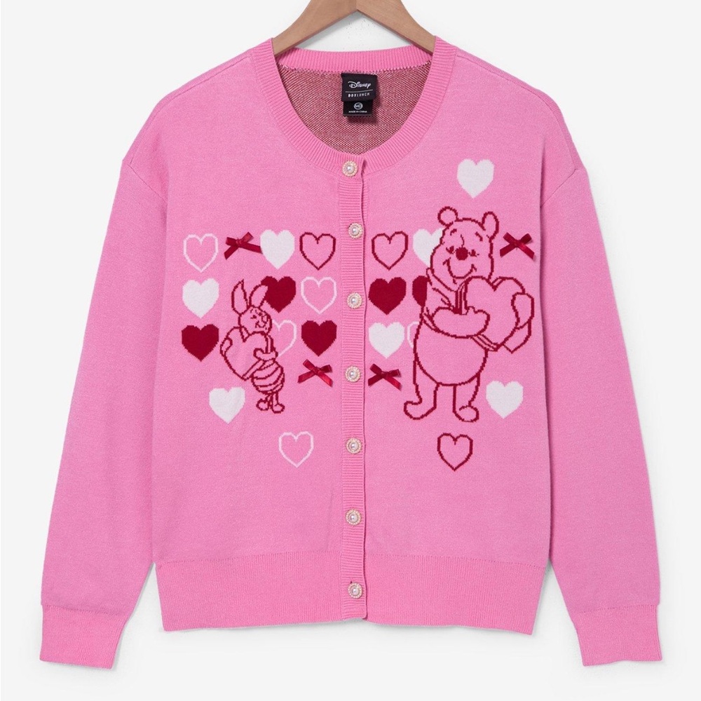 Disney Winnie The Pooh Piglet & Pooh Bear Hearts Cardigan Boxlunch Exclusive